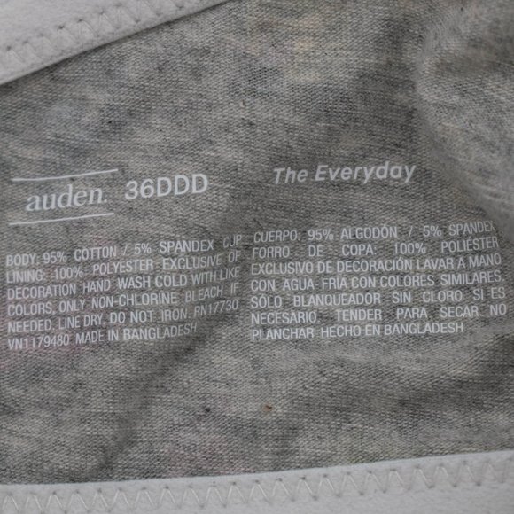 Auden Floral Print Gray Everyday Cotton Demi Lightly Lined T-Shirt Bra - Picture 6 of 10